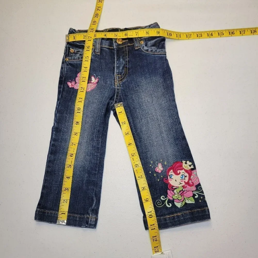 Old Navy + Children's Place Y2K Girls Denim Jeans with Embroidered Design Lot